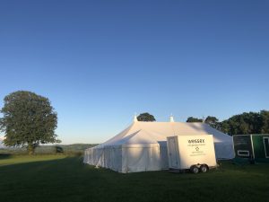 Marquee wedding with a fridge trailer