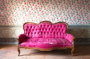 Moth damaged sofa