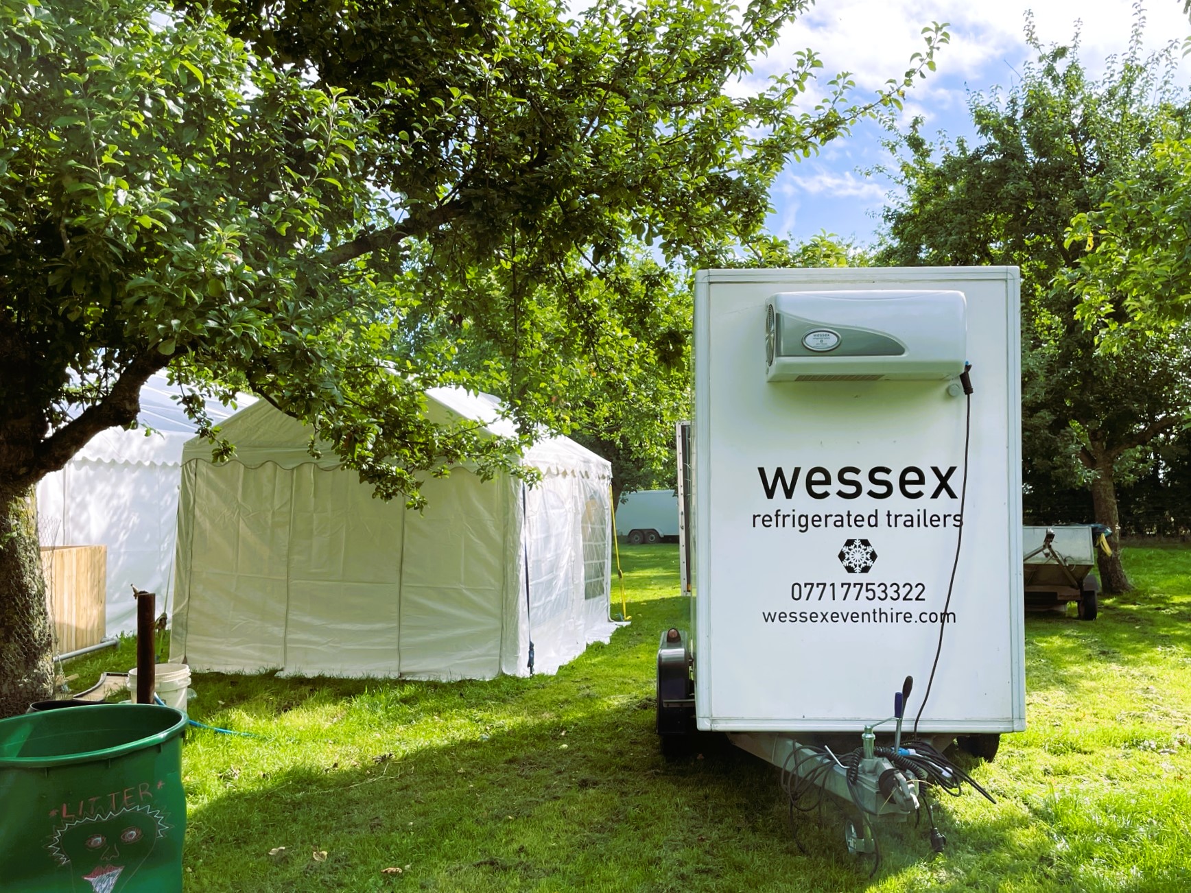 A fridge amongst a Somerset Orchard for a wedding